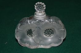 A Lalique frosted glass double flower head scent bottle.