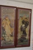 After Alfonse Mucha, pair of colour prints depicting Sarah Bernhardt and another.