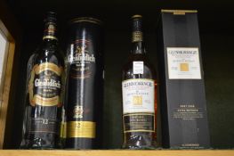 A one litre bottle of Glenfiddich whisky together with a single bottle of Glenmorangie Quinta
