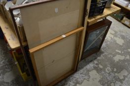 Various frames and a display case, glass cracked.