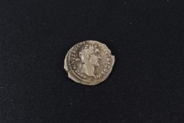A silver Roman style coin.