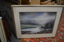 Lucy Barber, Cumbrian Mood, pastel, signed together with a small of paintings and prints.