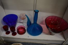 Colourful glassware.