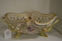 A KPM porcelain pierced twin handled basket with floral decoration.