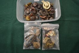 Various military buttons and badges etc.
