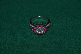 A 1.2ct moissanite and silver Art Deco style ring with certificate.