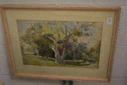 Wooded landscape, watercolour.