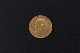 A gold five ruble coin, 1898.