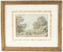 ALFRED U. SOORD (1868-1915) Woodland landscape with figures on a path watercolour signed and dated