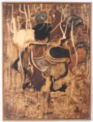 MID 20TH CENTURY BRITISH 'Organic Forms I' oil on canvas signed indistinctly (Spiers?) inscribed