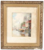 LOUIS VAN STAATEN 'Dordrectkt' watercolour heightened with white signed and inscribed on label on