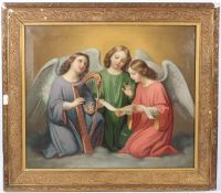 MANNER OF MELCHIOR PAUL VON DESCHWANDEN Three angels oil on canvas signed D ANEN and dated 1870 64 x