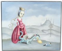 MANNER OF NICOLETTA CECCOLI Princess with baby dragon acrylic on canvas 52 x 62cm