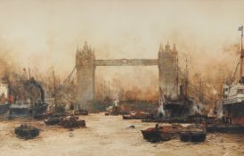 CHARLES EDWARD DIXON (1872-1934) The Pool of London with Tower Bridge watercolour signed and dated