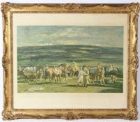 AFTER ALFRED MUNNINGS 'In The Saddling Paddock, Cheltenham - March Meeting' colour print (a/f) in
