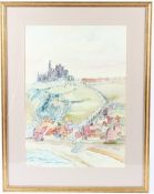 AUDREY TOWEL 'Whitby' watercolour signed and label verso 54.5 x 38cm
