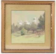 FRANK GALSWORTHY (b.1863) Italianate villa and grounds watercolour and pencil signed and dated
