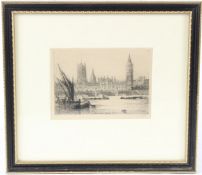 E MARTYN 'Westminster Bridge' etching signed 11 x 16cm plate
