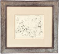 GRISTIAN NEISSNER (GERMAN EARLY 20TH CENTURY) Caricature drawing of an artist and figures on a