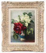 IRENE KLESTOVA (1908-1989) Roses in a vase oil on board signed 34 x 26cm