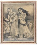 YAHYA ALDARAJI (IRAQ 20TH CENTURY) Ceremonial dancer and drummer charcoal on paper signed 51 x 41cm