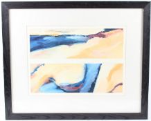 CONTEMPORARY SCHOOL Abstract / landscapes acrylic on paper two in a common mount and frame each 15 x