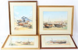 DAVID HARBOUR (b.1935) Sussex fishing boats one inscribed 'The Stade and Old Town Hastings' four