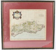 ROBERT MORDEN 'Sussex' hand coloured 18th Century engraved map sold by ABEL SWALE AWNSHAM & JOHN