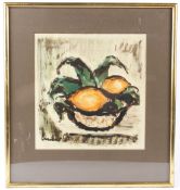 FRENCH IMPRESSIONIST STYLE Still life of a bowl of Lemon acrylic on paper signed indistinctly 34 x