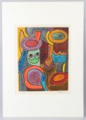 RUFUS OGUNDELE (1946-1996) 'I Gunnu' oil on paper signed and dated '94 unframed 46.5 x 36.5cm