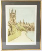RICHARD BEER 'Magdalen Bridge' colour etching signed in pencil, titled and inscribed 'artist's