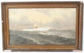 CONTINENTAL SCHOOL (EARLY 20TH CENTURY) Steam ship in grey seas oil on canvas signed with initials