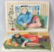 WILLIAM CROSBIE (1915-1999) Portraits of a man and a woman watercolours one signed and mounted on