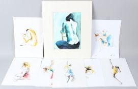 JOHN SALKELD 'Lia' ink and watercolour signed and dated 2012 29.5 x 21cm six others unsigned