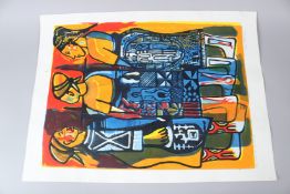 BRUCE ONOBRAKPEYA (1932 NIGERIA) 'Have You Heard? II' serigraph / screenprint 34/75 signed and