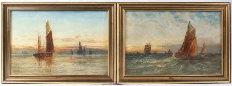 GEORGE GREGORY (1849-1938) Scenes of shipping at dusk pair of oils on canvas both signed and dated