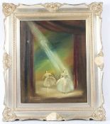 ALBERTO SPADOLINI (1917-1973) Ballet dancers on stage oil on canvas (a/f) signed 49 x 39cm
