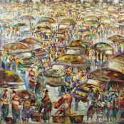 KOFI NDURO DONKOR (1964) 'Old Tema Station' acrylic on canvas signed and dated '08 136 x 138cm