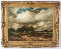 THOMAS WILLIAM MORLEY (1859-1925) Landscape with track and figure in a cart oil on canvas signed