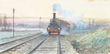 ENGLISH SCHOOL (19TH CENTURY) Steam train watercolour signed with initials and dated indistinctly