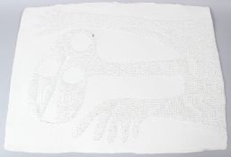 VICTOR EHIKHAMENOR (1970) Figure with outstretched arms mixed media drawing perforated hand made