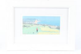 STEPHEN BROWN (b.1947) Cliff top view signed with initails 11 x 23cm