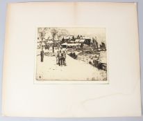 FRANK HENRY MASON 'Old Scarborough' etching signed and inscribed in pencil unframed 17 x 22cm