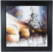 SAMANTHA ELLIS (b.1992) View of the Eiffel Tower, Paris acrylic on canvas signed DeMontfort