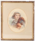 JAMES DRUMMOND (1816-1877) Portrait of a youthful fisherman watercolour signed and dated '71 oval