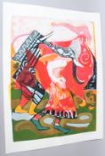 BRUCE ONOBRAKPEYA (1932 NIGERIA) 'Three Elephant Masquerades' serigraph / screenprint 13/70 signed