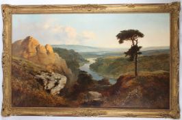 E J NIEMANN River valley landscape oil on canvas 74.5 x 125cm