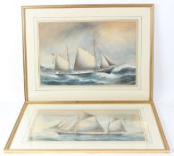 REUBEN CHAPPELL (1870-1940) Ship portrait 'Sunshine' in rough seas and off a coast pair of