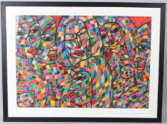 CHARLES SEKANO (1943-2024) 'Bridesmaids of a Wedding' mixed media on paper signed 58 x 84cm