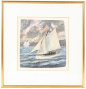 POSSIBLY ROBERT JONES (20TH CENTURY) 'Falmouth Working Boat' oil on panel label and indistinctly